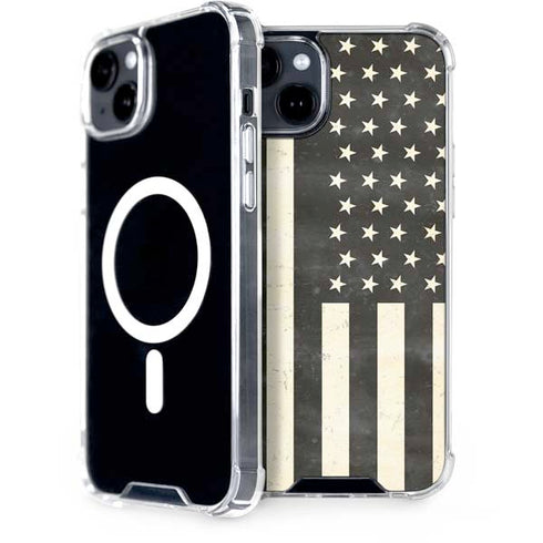 Black & White USA Flag iPhone 14 Plus MagSafe Case